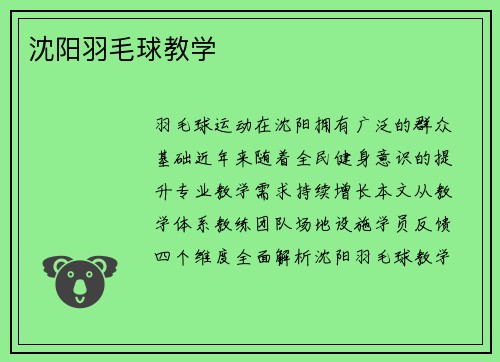 沈阳羽毛球教学