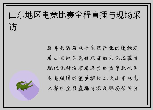 山东地区电竞比赛全程直播与现场采访
